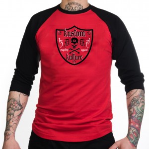 Dragstrip Clothing Americana Baseball top Red/Black Kustom Kulture